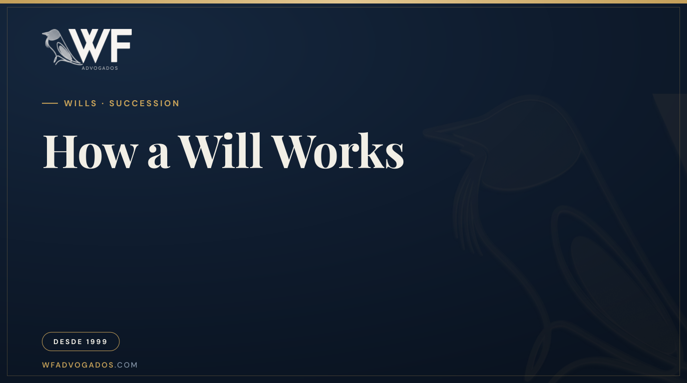 Capa do artigo que explica o que é testamento e como funciona esse instrumento no planejamento sucessório da família — WF Advogados.